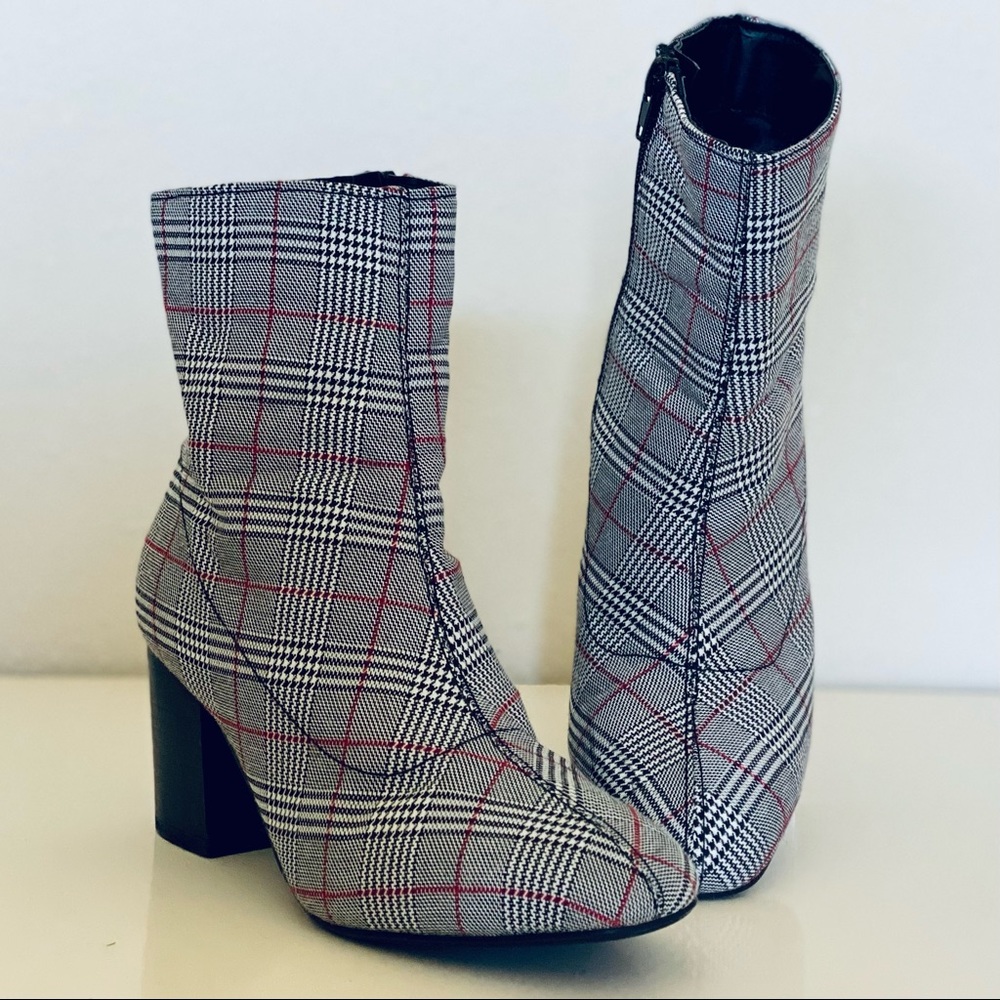 Truffle Collection Check Kitten Heel Sock Boots - image 1